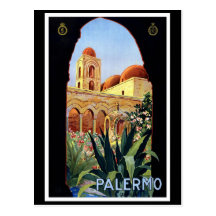 "Palermo" Vintage Travel Poster Postcard