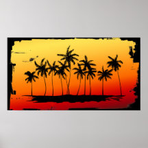 Palm Shadows at Sunset Posters