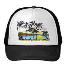 Palm Tree Background Trucker Hats