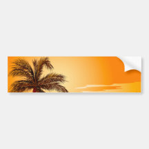 Palm Tree Beach Sunset Bumper Stickers
