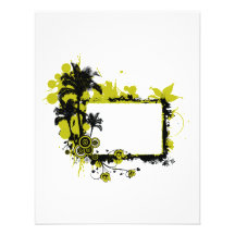 Palm tree frame yellow and black personalized invitation