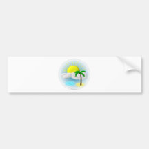 Palm Tree, Sun and Beach Bumper Sticker