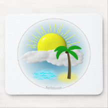 Palm Tree, Sun and Beach Mouse Pads