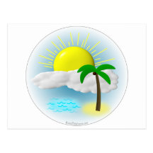 Palm Tree, Sun and Beach Postcards