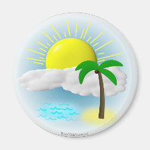 Palm Tree, Sun and Beach Refrigerator Magnets