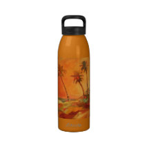 Palm Tree Sunset Beach Dunes Drinking Bottles
