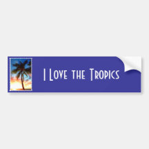 Palm Tree Sunset Stamp Bumper Stickers