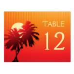 Palm Tree Sunset Table Number Card Post Cards
