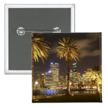 Palm Trees and CBD at Night, Sydney, New South Buttons