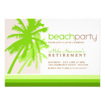 Palm Trees Beach Party Invitations