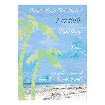 Palm Trees - Beach Save the Date cards Invitations