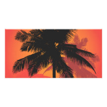 Palm Trees Sunset Silhouettes Photo Card
