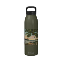 palm trees vintage reusable water bottle
