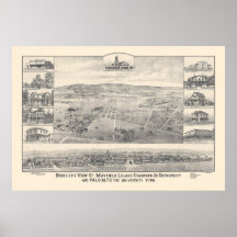 Palo Alto, CA. Panoramic Map 1888 (1658A) Print