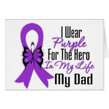 Pancreatic Cancer Ribbon My Hero My Dad Greeting Cards