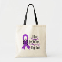 Pancreatic Cancer Ribbon My Hero My Dad Tote Bags