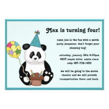 Panda Bear Birthday Invitation