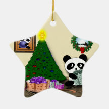 Panda bear bowling Christmas Ornaments