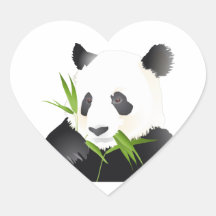 Panda Bear Heart Stickers
