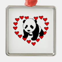 Panda Bear Love Christmas Tree Ornaments