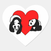 Panda Bear Love Heart Stickers