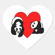 Panda Bear Love Heart Stickers