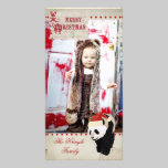 Panda Bear Red & Ivory Christmas Photo Card photo cards