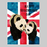 Panda Bears British Valentines Day Postcard postcards