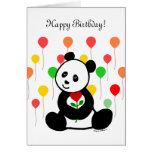 Panda Cartoon and A Heart Flower Birthday Cards