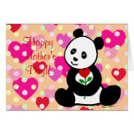 Panda Cartoon and A Heart Flower Mum Card