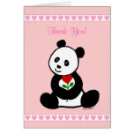 Panda Cartoon and A Heart Flower Thank You Greeting Cards