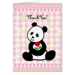 Panda Cartoon and A Heart Flower Thank You Greeting Card