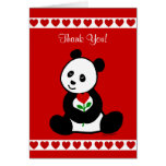Panda Cartoon and A Heart Flower Thank You Greeting Cards