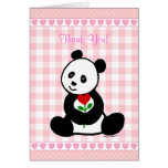Panda Cartoon and A Heart Flower Thank You Cards