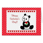 Panda Cartoon and A Heart Flower Valentine Card