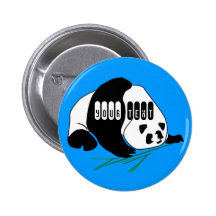 Panda Eats Bamboo In Tropical Forest Button