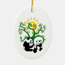 Panda Family Tree Christmas Tree Ornament
