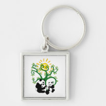 Panda Family Tree Keychain