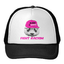 PANDA FIGHT RACISM TRUCKER HATS