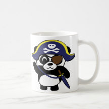Panda in Navy Blue Pirate Costume Mugs