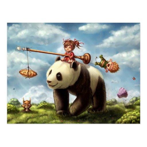 Panda Ride Postcard