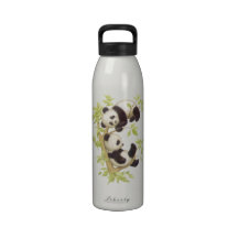 Pandas Playing in a Tree Reusable Water Bottles