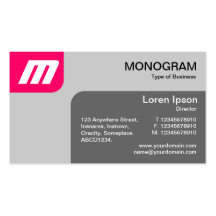 Panels MonoGram - Neon Red and Grey Business Cards