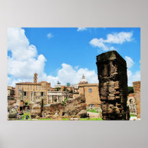 Panoramic Images of Columns of  old ruins, Rome Print