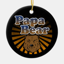 Papa Bear, Cool Fathers Day Vintage Look Christmas Tree Ornaments