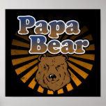 Papa Bear, Cool Fathers Day Vintage Look Poster