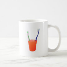 Papa toothbrush and little toothbrush coffee mugs