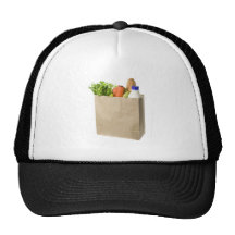 Paper bag full of groceries hat