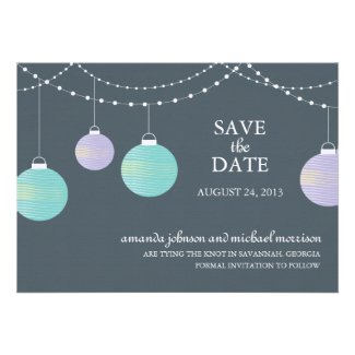 Paper Lantern Wedding Save the Date Custom Invitations