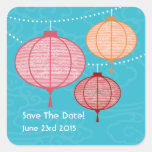 Paper Lanterns Square Save The Date Sticker